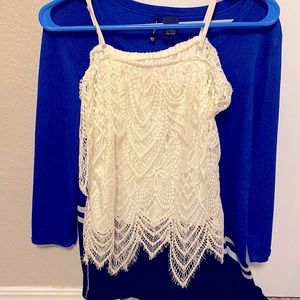 Vintage lace spaghetti strap top. Juniors. Summer fashion.